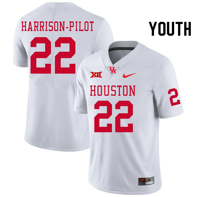 Youth #22 Mikal Harrison-Pilot Houston Cougars Big 12 XII College Football Jerseys Stitched-White - Click Image to Close